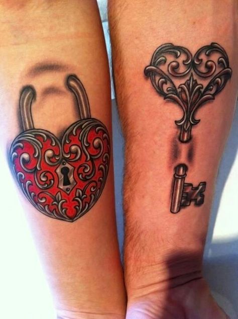 You hold key to my heart. Tattoos Parejas, Matching Relationship Tattoos, Lock Key Tattoos, Key Tattoo Designs, Lock Tattoo, Him And Her Tattoos, Couple Tattoos Love, Couple Matching Tattoo, Cute Couple Tattoos