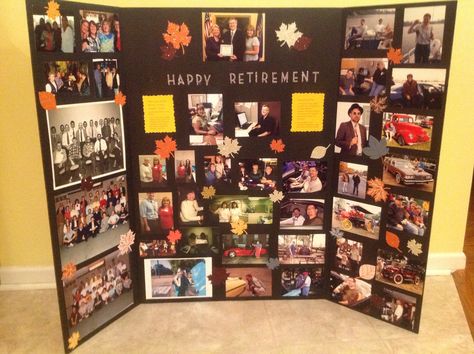 Picture board for my parents retirement party. Retirement Party Photo Display, Retirement Collage Ideas, Retirement Picture Ideas, Retirement Poster Board Ideas, Retirement Picture Board, Retirement Board Ideas, Army Retirement Party Ideas, Army Retirement Party, Military Retirement Party