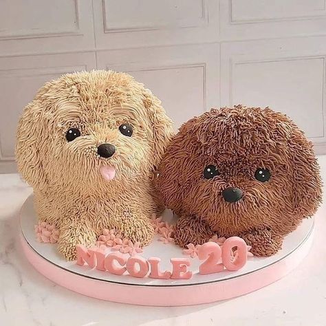 Dog Cake Design, Puppy Birthday Cakes, Buttercream Flowers Tutorial, Animal Birthday Cakes, Bunny Birthday Party, Chocolate Cake Designs, Queen Cakes, Puppy Birthday Parties, Puppy Cake