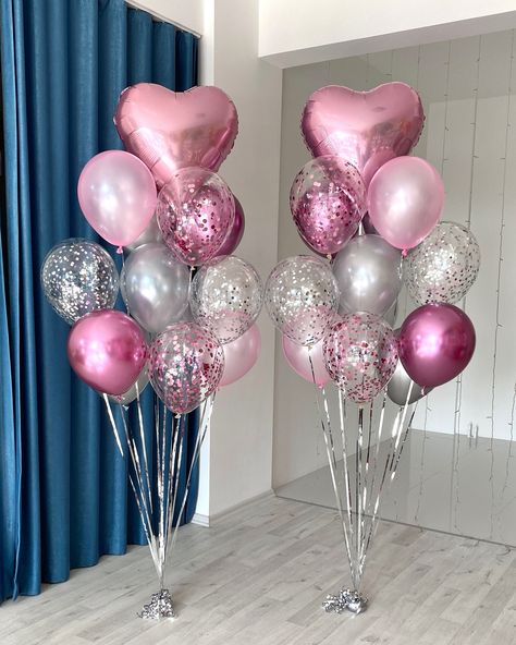 💗 Glamour Pink Seti 30 Pink Birthday, Pink Balloons Decoration, Festa Pink Party, Bday Balloons, Angelina Core, Champagne Birthday, Beautiful Balloons, 13th Birthday Parties, Baby Gender Reveal Party