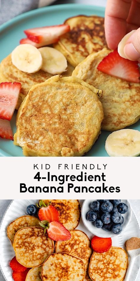 Banana Pancakes Baby, Banana Egg Pancakes, Egg Pancakes, Pancake Pizza, Healthy Breakfast For Kids, Baby Pancakes, Easy Baby Food Recipes, Plats Healthy, Toddler Breakfast