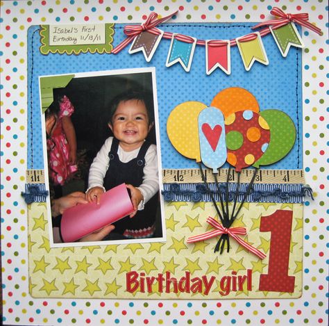 1st Birthday Scrapbook Pages, 1st Birthday Scrapbook Layouts, Preschool Birthday Board, Scrapbook Baby Book Ideas, Preschool Birthday, Birthday Layout, Birthday Scrapbook Layouts, Birthday Scrapbook Pages, Birthday Boards