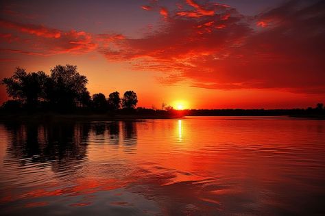 Sunset river landscapes sunlight outdoors nature. | free image by rawpixel.com / Nitipoom Kwangkhwang Sunset 4k, Cloud Sunset, Background Border, River Sunset, Sunset Images, Border Plants, Sunset Background, Red Sky, Background Pictures