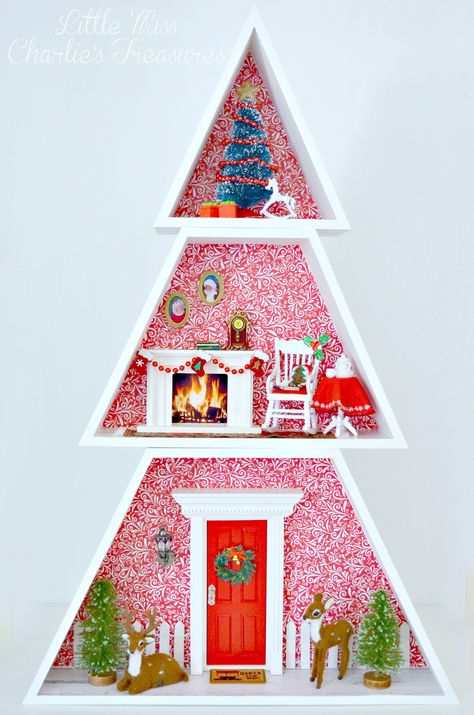 DIY Christmas Project - Elf House using Kmart Stacking Tree Elf House Diy, Diy Elf, Advent Calendar Diy, Christmas Diorama, Christmas Santas, Christmas Houses, Christmas Preparation, Elf House, Christmas Projects Diy