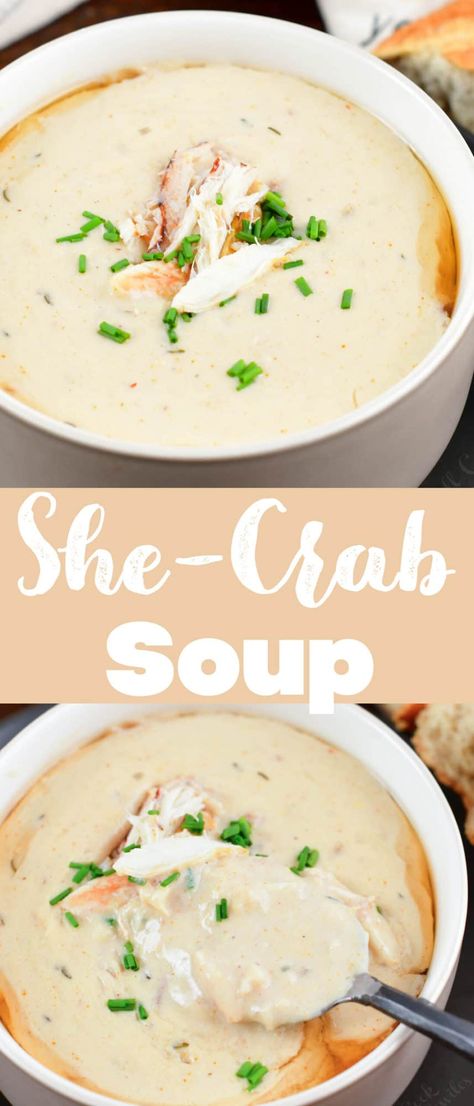 She-Crab Soup is a rich and creamy soup that is deliciously aromatic. It has just a touch of sweetness and of course, it's chock-full of delicious crab meat. Cream Of Crab Soup Recipe, Creamy Crab Soup, Cream Of Crab, Crab Soup Recipe, Best Mushroom Soup, Crab Soup Recipes, Crab Chowder, She Crab Soup, Crab Bisque