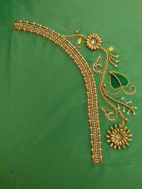 Wheat Bead Aari Work, Arya Work, Magam Work Designs, Dress Designs For Stitching, Magam Work, Silk Saree Blouse Designs Patterns, Hand Work Design, Making Fabric Flowers, Aari Blouse