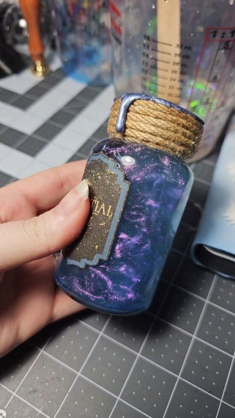 Dnd Ideas Diy, Dice Holder Diy, Dnd Potions Diy, Dice Potion Bottle Diy, Diy Healing Potion Dnd, Dnd Diy Crafts, Potion Dice Roller Diy, D20 Potion Bottle, Astrology Products