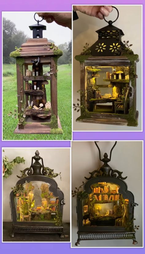 Fairy House Book Nook, Fairy Book Nook, Fairy Nook, Forest Book Nook, Darkly Inclined, Mini Bookshelf, Globe Crafts, Workout Room Home, Bookshelf Art