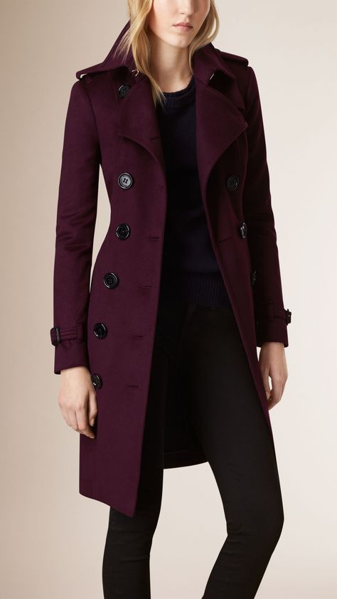 Sandringham Fit Cashmere Trench Coat | Burberry Burgundy Trench Coat, Burberry Coat, Burberry Trench Coat, Long Coat Women, Coat Outfits, Trench Coats Women, Burberry Women, Cashmere Coat, Coat Fashion