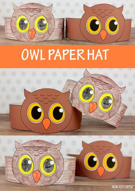 Owl Paper Hat For Kids - #owlpaperhat #owlheadband #owlpapercrown Owl Crafts Preschool, Owl Crafts For Kids, Headband Template, Owl Preschool, Owl Headband, Christmas Performance, Owl Babies, Simple Owl, Owl Paper