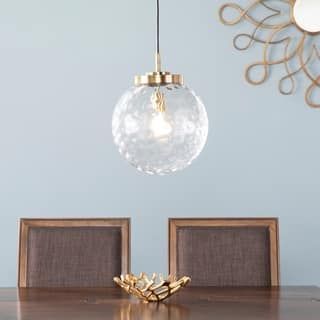 Pendant Lights | Find Great Ceiling Lighting Deals Shopping at Overstock Brass And Glass Pendant Light, Pendant Light Brass, Round Ceiling Light, Brass Pendant Light, Glass Pendant Lamp, Brass Glass, Light Bulb Types, Hanging Pendant Lights, Led Pendant Lights