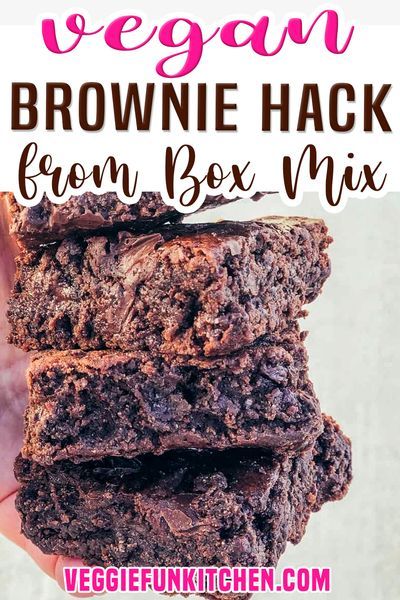 Yes, you can make a vegan brownie from a box mix! Just read the label to make sure the ingredients are vegan compliant. This recipe uses tahini paste instead of oil. Easy vegan brownie mix hack using a Duncan Hines Brownie mix and a combination of aquafaba, Bob’s Red Mill Egg Replacer, and dehydrated mashed potato flakes. This brownie is rich, fudge-y, moist, and delicious! | Veggie Fun Kitchen @veggiefunkitchen #veganbrownies #veganboxedbrownies #veganbakinghacks #veggiefunkitchen Brownie Hacks, Vegan Brownies Easy, Vegan Dessert Bars, Vegan Halloween Food, Vegan Brownies Recipe, Vegan Brownies, Tahini Paste, Fall Vegan Recipes, Egg Replacer