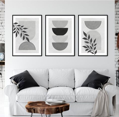 Black and White Wall Art Prints Set of 3 Abstract Boho Wall Decor Printable Minimalist Gallery Wall Prints Mid Century Modern Art Poster Included in this listing: 3 high quality prints for instant download Digital wall art prints is an affordable and modern way to complement your wall decor. Click to view more black and white wall art sets: https://www.etsy.com/shop/RareFindsArtStudio?section_id=34257718 HOW TO DOWNLOAD Digital art is an easy and affordable way to complement and accentuate the h Minimalist Gallery Wall, Grey Walls Living Room, Modern Art Poster, Wall Decor Crafts, White Wall Decor, Bohemian Wall Art, Bedroom Wall Paint, Prints Set Of 3, Wallpaper Walls Decor