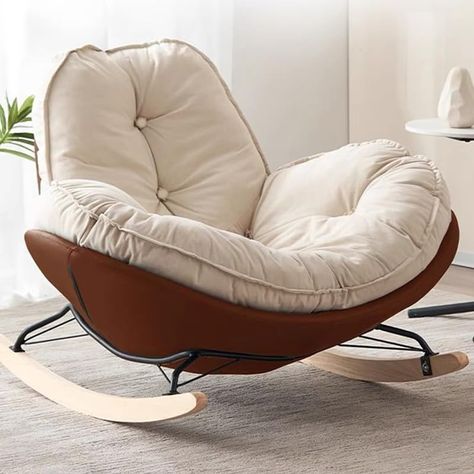 PRICES MAY VARY. 【Size】Overall Length: 33.5" (85 cm); Overall Width: 34.5" (88 cm); Overall Height: 29.5" (75 cm); Seat Length: 25.5" (65 cm), Weight Capacity for the chair is approximately 150kg (330 lbs). 【Materials】The surface of the rocking chair is made of breathable Suede, which is waterproof and easy to care for. The interior of the seat cushion is filled with soft cotton, which has high resilience and will not collapse. Three-dimensional and stylish, full of wrapping feeling, very comfor Fluffy Sofa, Upholstered Rocking Chairs, Modern Rocking Chair, Reading Chair, Single Chair, Couch Chair, Pouf Ottoman, Limited Time Offer, Special Price