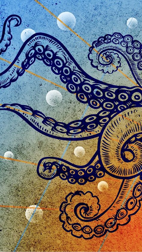 iPhone wallpapers Kraken Wallpaper, Octopus Aesthetic Wallpaper, Octopus Wallpaper Iphone, Mums Wallpaper, Octopus Mural, Octopus Wallpaper, Octopus Tentacles Painting, Neon Octopus Painting, Color Art Lessons