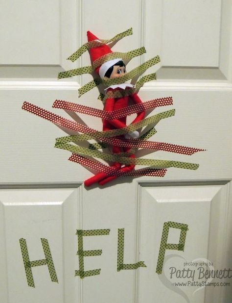 Carlito, our Elf on a Shelf loves to get in to mischief at the Bennett home - he got ahold of my Season of Style Washi Tape!!. www.PattyStamps.com Ideas Decoracion Navidad, Elf On A Shelf, Awesome Elf On The Shelf Ideas, Elf Magic, Xmas Elf, Elf Antics, Elf Fun, Elf Ideas, Buddy The Elf