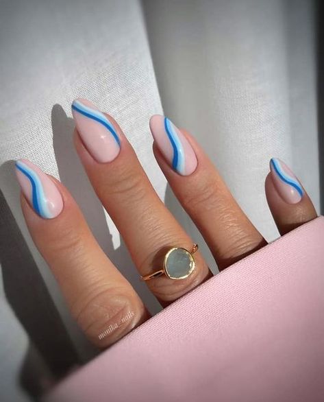 Summer Nails Inspiration, 24 of the best Ideas! – Of The Wall Swirl Nail Designs, Beige Nails Design, Swirl Nail, Acrylics Nails, Nail 2024, Wave Nails, Nail Aesthetic, Nails 2016, Unghie Sfumate