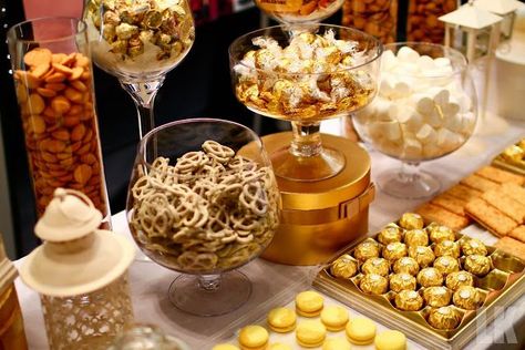 Gold Candy Buffet | Gold Candy Buffet! | Candy Bar For Weddings Gold Candy Buffet, Wedding Candy Table, Beauty And Beast Wedding, Buffet Party, Beauty And The Beast Theme, Bar A Bonbon, 50th Wedding Anniversary Party, Gold Candy, Candy Bar Wedding