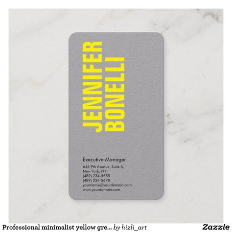 Sophisticated Business Card, Yellow Office, Logo Yellow, Name Card Design, Visiting Card, Yellow Grey, Visiting Cards, Name Cards, Business Names