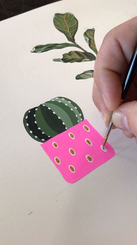 Time lapse painting of a potted domino cactus. Check out the completed art print and get one for your home. See more at  by Artist Philip Boelter. #bhettinger831 Domino Cactus, Succulent Art Drawing, Philip Boelter, Succulents Drawing, Succulent Painting, Posca Marker, Succulent Art, Illustration Art Drawing, Painting Videos