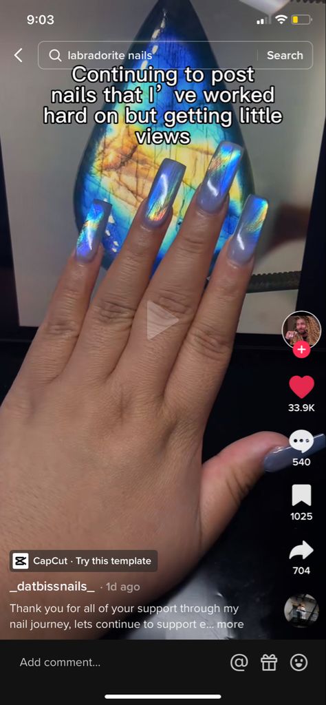 Labradorite Nails, Art Stuff, Nail Tech, Nail Inspo, Labradorite, You Nailed It, Art Projects, Nail Art, Nails