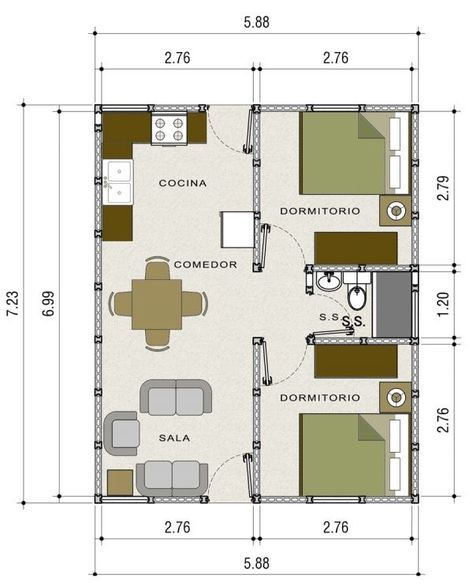 Small House Blueprints, Movable Walls, Little House Plans, Two Bedroom House, 2 Bedroom House Plans, Cottage Style House Plans, Small House Floor Plans, Apartment Floor Plans, Simple House Design