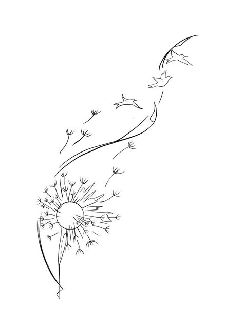 Unique Feather Tattoo, Small Remembrance Tattoos, Dandelion Tattoo Design, Horse Tattoo Design, Mastectomy Tattoo, Torso Tattoos, Remembrance Tattoos, Dandelion Tattoo, Flash Tattoo Designs