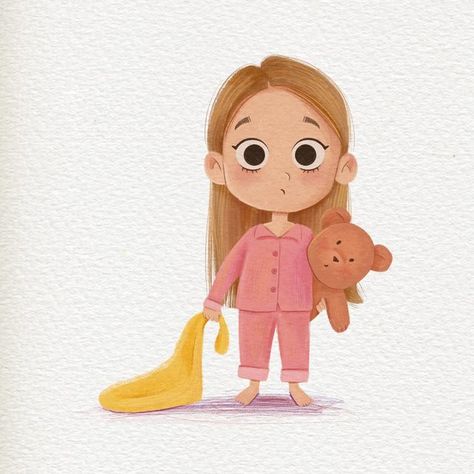 Sleepy Illustration Cute, Sleepy Drawing, Sleepy Illustration, Sleepy Cartoon, Kidlit Art, Book Illustration Design, Hair Illustration, Children Sketch, Illustration Story