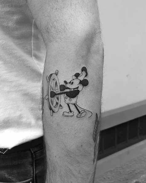 Sailing Tattoo, Disney Inspired Tattoos, Mickey Tattoo, Mickey Mouse Tattoo, Bicycle Tattoo, Mouse Tattoos, Cartoon Character Tattoos, Arm Sleeve Tattoos, Cartoon Tattoos