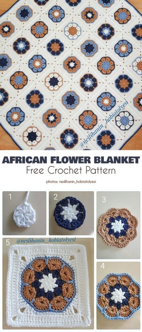 8 Petal African Flower Square Free Crochet Patterns + Video - Your Crochet African Flower Square, African Flower Crochet Animals, African Flower Crochet, Crochet African Flowers, Flower Granny Square, Crochet Flowers Free Pattern, Crochet Tips, African Flowers, Flower Crochet