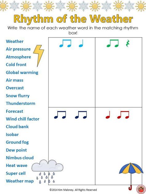 12 Rhythm Work sheets Set 2! his set of 12 RHYTHM worksheets actually contains 13 RHYTHM worksheets!!   Students are to match the name of the given words to the correct rhythm.   The worksheets are for beginners, with the beats of each rhythm adding up to TWO only on all but one worksheet.   ♫  CLICK through to preview or repin for later!   ♫ Music Rhythm Activities, Rhythm Worksheets, Rhythm Activities, Music Theory Worksheets, Music Theory Lessons, Weather Words, Elementary Music Class, Music Teaching Resources, Music Lessons For Kids