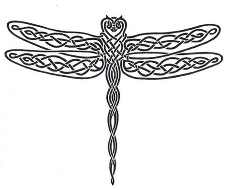 Mom's tattoo by Mom. Celtic Knot Dragonfly, Celtic Dragonfly Tattoo, Celtic Butterfly Tattoo, Dragonfly Tatoos, Celtic Dragonfly, Celtic Symbols And Meanings, Dragonfly Silhouette, Celtic Butterfly, Dragonfly Tattoo Design