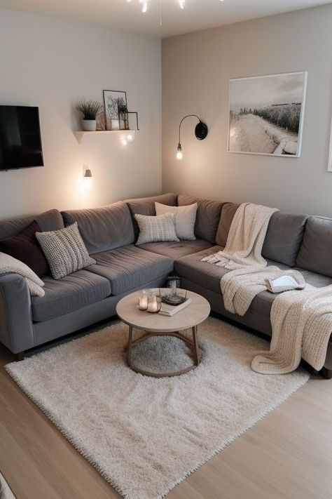 Neutral Apartment Decor, Family Living Room Decor, Functional Home Office, Cozy Family Room, Cute Living Room, Family Living Room, Small Apartment Interior, Living Room Furniture Arrangement, Apartment Living Room Design