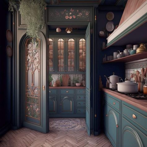 Harry Potter Interior Design, Georgian Rectory, Kitchen Colour, Office Pantry, Sims 4 Kitchen, Decor Lights, Bathroom Decor Luxury, Arch Interior, Wood Interior