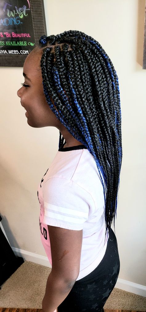 I Enjoyed Doing My Little VIP Clients hair today. 💙💜 We done something different today; we added some color in her braids... I have been doing her hair since she was younger. Awww she is growing up on us. 🧚‍♀️ Now she is 4th Grade Ready. 🙂 #VipLittleDivaclient #Braid #BlueBraids #SayYestoEdges  #KidsHair #BacktoSchool #SheisReady #AKiyiasNaturalTwistandHairBraiding Teen's Hairstyles, Hair Today, Kids Hairstyles, Her Hair, Girl Hairstyles, Something To Do, Back To School, Braids, Natural Hair Styles