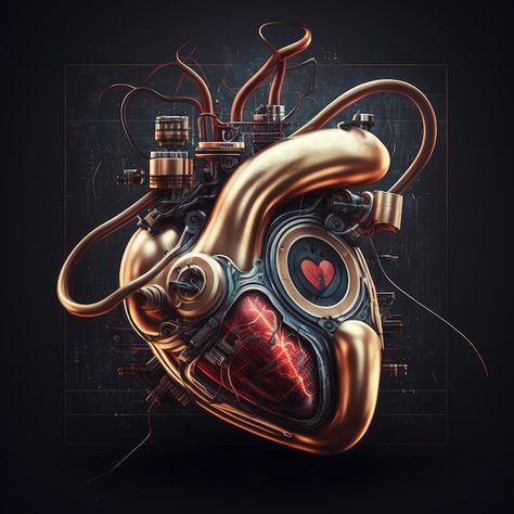 Human Heart Art, Heart Anatomical, Steampunk Machines, Artificial Heart, Heart Organ, Heart Real, Png Images For Editing, Awakening Art, World Heart Day