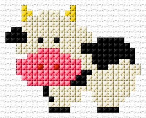 Cross Stitch Patterns Free Easy, Stitch Cow, Cross Stitch Cow, Cross Stitch Calculator, Unicorn Cross Stitch Pattern, Tiny Cross Stitch, Baby Cross Stitch Patterns, Subversive Cross Stitch, Cross Stitch For Kids