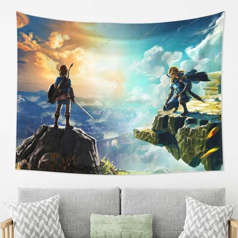 PRICES MAY VARY. Video Game Zelda Tapestry Cartoon Wall Hanging - Made from polyester fabric, the breath of the wild tapestry is soft. Cool zelda wall art tapestry is also lightweight and easy to hang, making it a convenient choice for any space. Zelda wall decor poster has a clear printing pattern. The nature tapestry zelda art adventure theme is good addition to any game lover’s. Video Game Theme Tapestry Legend of Zelda Poster Vibrant Detailed Design - This zelda poster tears of the kingdom t Zelda Tapestry, Zelda Poster, Legend Of Zelda Poster, Gaming Poster, Tapestry Nature, Gaming Posters, Tears Of The Kingdom, Adventure Theme, Living Room Dorm