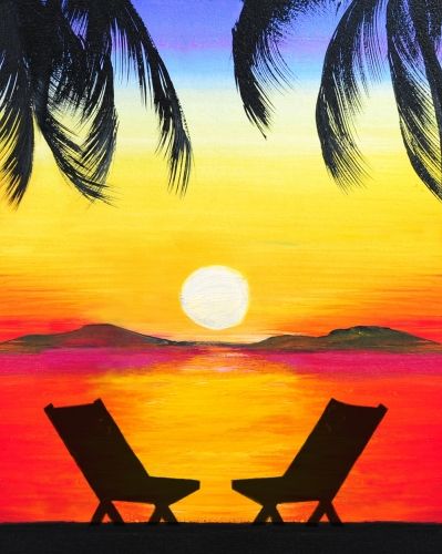 Sunset Painting Easy, Easy Landscape Paintings, Sunrise Painting, Silhouette Painting, Oil Pastel Art, Oil Pastel Drawings, Seni 3d, Easy Canvas Painting, 수채화 그림