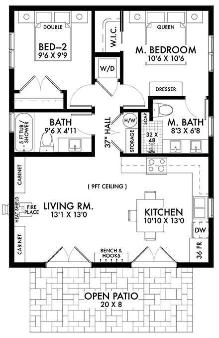 House Plan 42922 - Farmhouse Style with 800 Sq Ft, 2 Bed, 2 Bath 2 Bedroom 2 Bath House Plans 800 Sq Ft, Small 2 Bed 2 Bath Floor Plan, 25 X 30 Floor Plan, 2 Bed 2 Bath Tiny House, Small 2 Bedroom 2 Bath House Plans, 800 Sq Ft House Plans Open Floor, 1000sqft House Floor Plans, 800 Sq Ft House Plans 2 Bed 2 Bath, Small House Plans Under 1000 Sq Ft