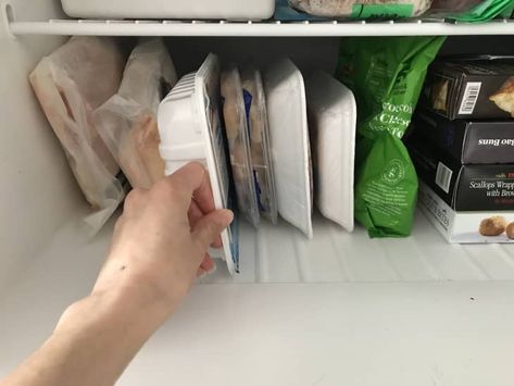 The 5 Best Fridge and Freezer Organizing Lessons We Learned in 2021 | Kitchn Small Freezer Organization Ideas, Small Freezer Organization, Freezer Organization Ideas, Best Kitchen Organization, Freezer Organizer, Small Freezer, Freezer Storage Containers, Cardboard Recycling, Kitchen Organization Ideas