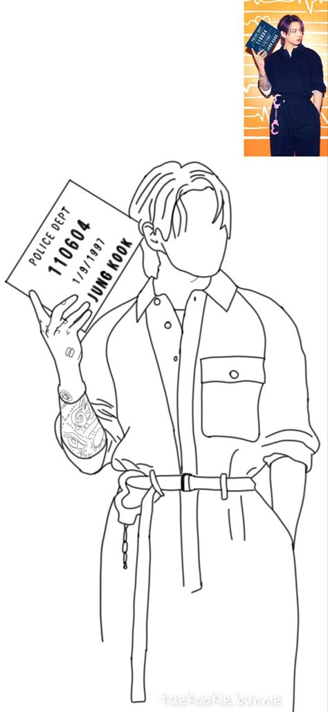 Jungkook Outline Drawing, Bts Outline Drawing, Jungkook Line Art, Kpop Coloring Pages, Kpop Drawings Easy, Bts Coloring Pages, Line Art Bts, Kpop Line Art Drawing, Kpop Line Art