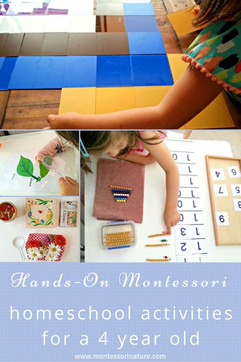 Hands - On Montessori Homeschool Activities For A 4 Year Old - Montessori Nature Blog Kindergarten Homeschool Schedule, Montessori Parenting, Montessori Lessons, Montessori Homeschool, Montessori Learning, Early Learning Activities, Montessori Preschool, Montessori Math, Montessori Education