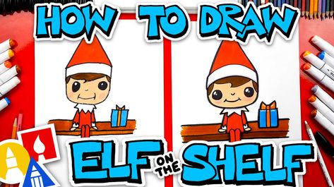 Elf Drawings, Elf On Shelf, Art For Kids Hub, Christmas Background Images, Guided Art, Elf Art, Art Hub, Drawing Tutorial Easy, An Elf