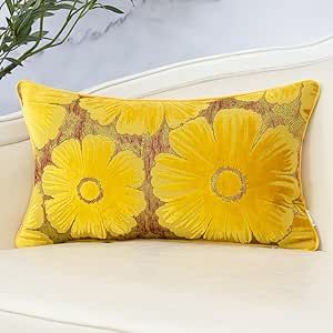 Yellow Farmhouse, Yellow Bedroom Decor, Couch Bedroom, Flower Throw Pillow, Yellow Throw Pillows, Blue Couches, Yellow Cushions, Flower Throw Pillows, Floral Pillow Cover