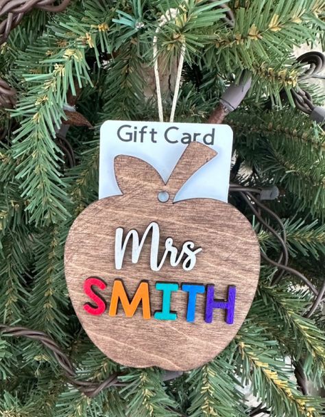 Teacher Gift Card Holder Ornament … curated on LTK Teacher Gift Card Holder, Wood Apple, Apple Christmas, Teacher Gift Card, Picture Frame Ornaments, Christmas Card Ornaments, Teacher Ornaments, Apple Coloring, Ornament Frame