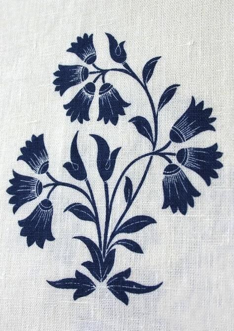 Fabrics & Linens: British Raj Prints from Borderline Motifs Textiles, Fabric Inspiration, 자수 디자인, Block Printing Fabric, Textile Patterns, White Fabric, Textile Prints, Surface Pattern Design, Fabric Painting