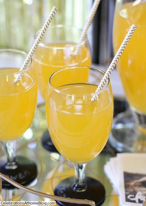 Golden Graduation Punch {family friendly recipe} — Celebrations at Home Gold Punch Recipe, Yellow Punch, Cottage Cat, Recipe For A Crowd, Alcoholic Punch Recipes, Party Punch Recipes, Gold Drinks, Punch Recipe, Party Punch