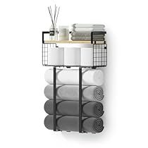 Towel Storage For Small Bathroom, Storage For Small Bathroom, Wall Towel Rack, Towel Racks For Bathroom, Rolled Towels, Toallero Ideas, Metal Towel Racks, Wall Towel Racks, Over Toilet Storage