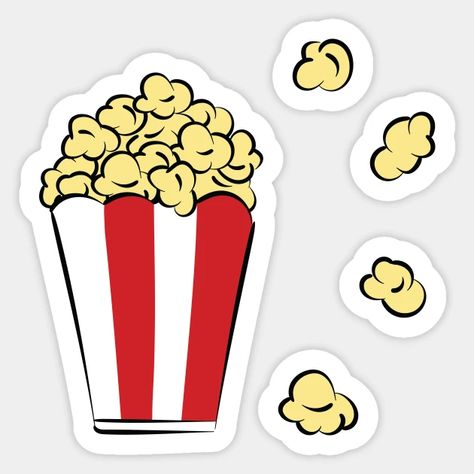 Popcorn Bucket Printable, Popcorn Illustration Drawing, Popcorn Drawing Simple, Movie Night Drawing, Popcorn Doodle, Bucket Illustration, Popcorn Drawing, Popcorn Illustration, Movie Night Stickers